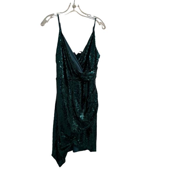 Fully Sequined Sz Large Green Slip Dress Christmas New Years Party - Picture 1 of 7